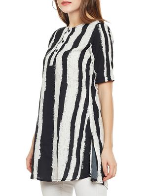 button detail striped tunic - 14486543 - Standard Image - 2