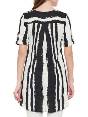 button detail striped tunic - 14486543 - Standard Image - 3