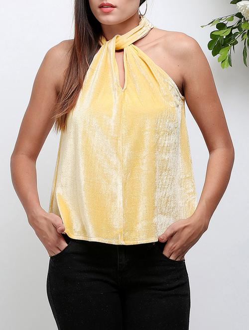 a-line keyhole velvet halter top - 14486593 - Standard Image - 1