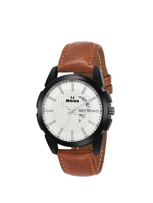MARCO White Dial Brown Strap Day N Date Men's Watch - 14486934 - Very Small Image - 1