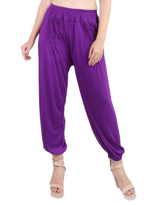purple viscose pleated trousers - 14486942 - Very Small Image - 1