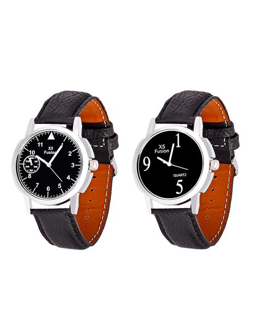 X5 Fusion Royal Black Leather Watch Set of 2 - 14487063 - Standard Image - 1