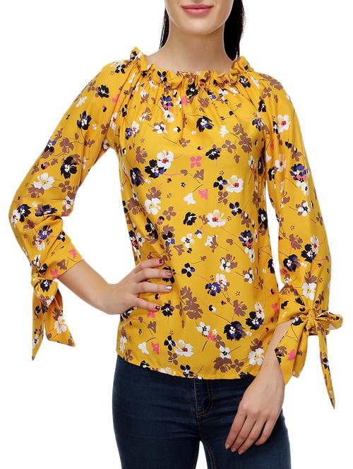 yellow printed rayon top - 14487199 - Standard Image - 1
