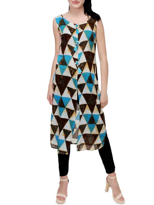 multicolored rayon a-line kurta - 14487202 - Very Small Image - 1