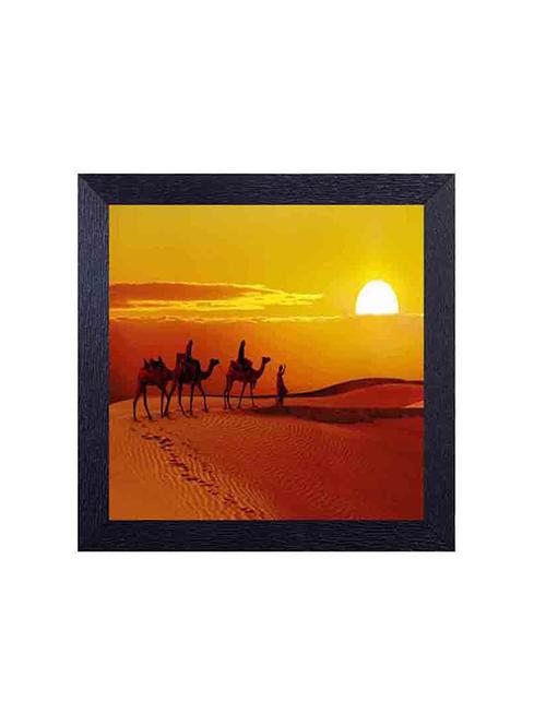 Sanddunes,camels and awesome sun set Framed Poster - 14487276 - Very Small Image - 1