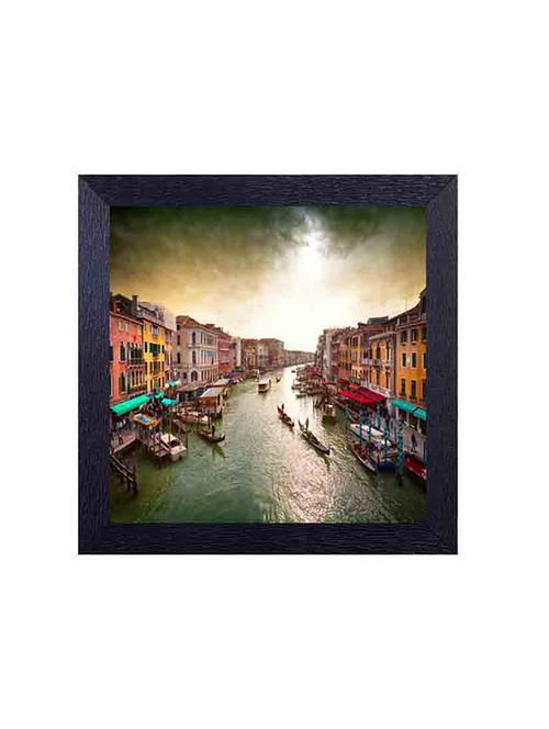 Houses on seashore with boats and sunset - 14487364 - Very Small Image - 1