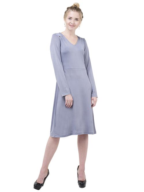 blue lycra aline dress - 14487544 - Standard Image - 1