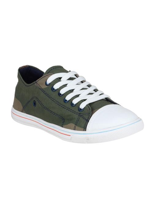 green Canvas lace up sneaker - 14487591 - Standard Image - 1