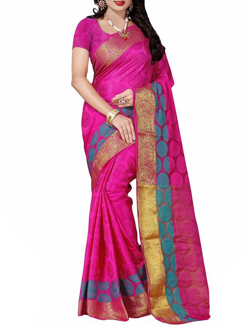 magenta woven saree with blouse - 14487680 - Very Small Image - 1