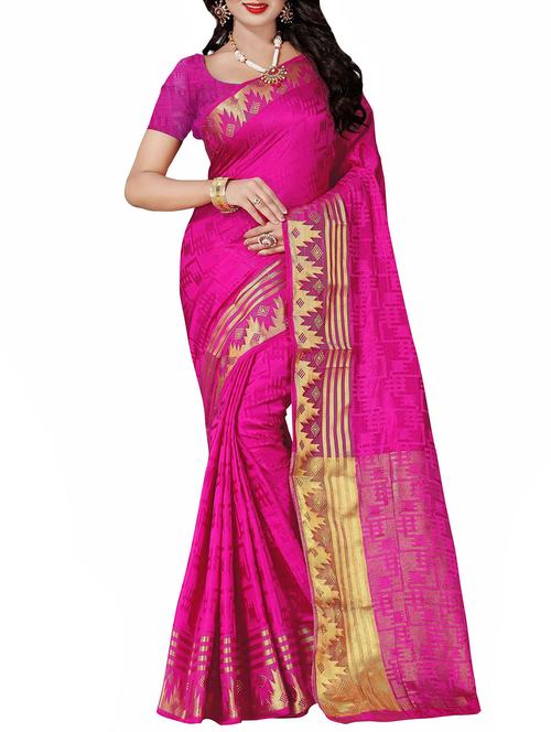 pink woven saree with blouse - 14487684 - Very Small Image - 1