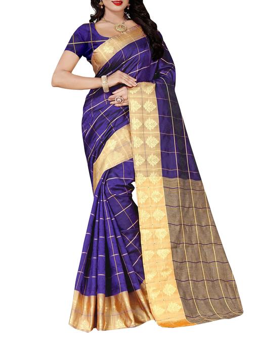 purple woven saree with blouse - 14487706 - Very Small Image - 1