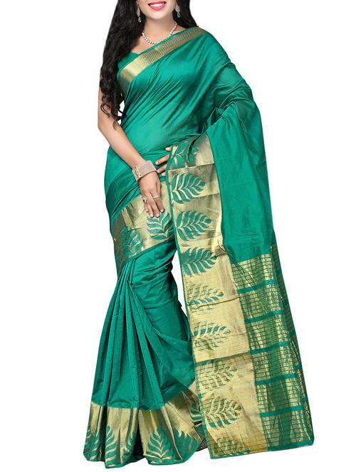 green bordered saree with blouse - 14487879 - Very Small Image - 1
