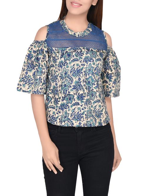 blue printed cotton top - 14487937 - Very Small Image - 1