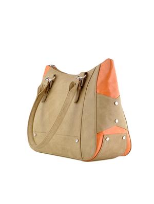 beige leatherette regular handbag - 14488095 - Standard Image - 4