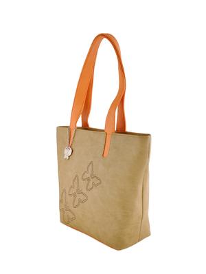 beige leatherette regular handbag - 14488109 - Standard Image - 4