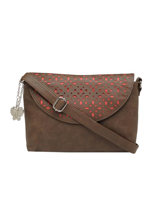 brown leatherette regular sling bag - 14488127 - Very Small Image - 1