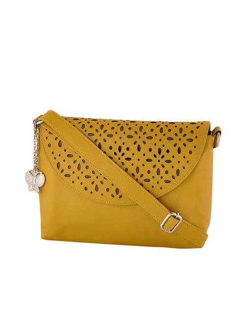 yellow leatherette regular sling bag - 14488128 - Very Small Image - 1