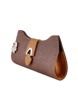 brown leatherette clutch - 14488249 - Standard Image - 4