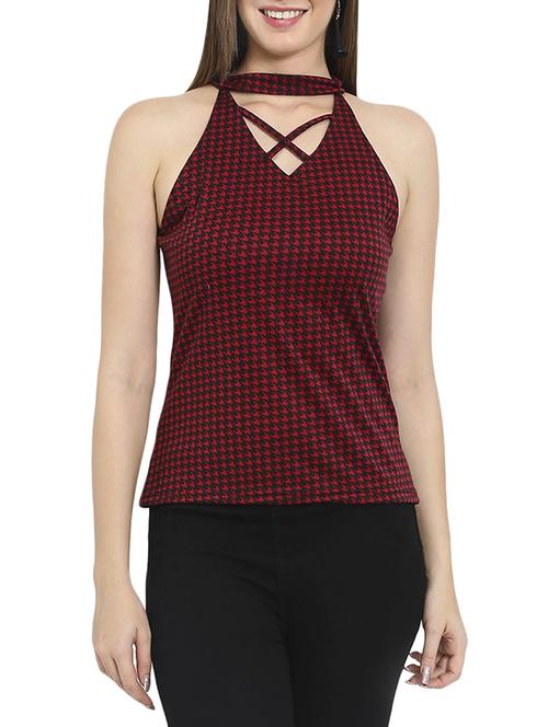 maroon cotton printed top - 14488379 - Standard Image - 1