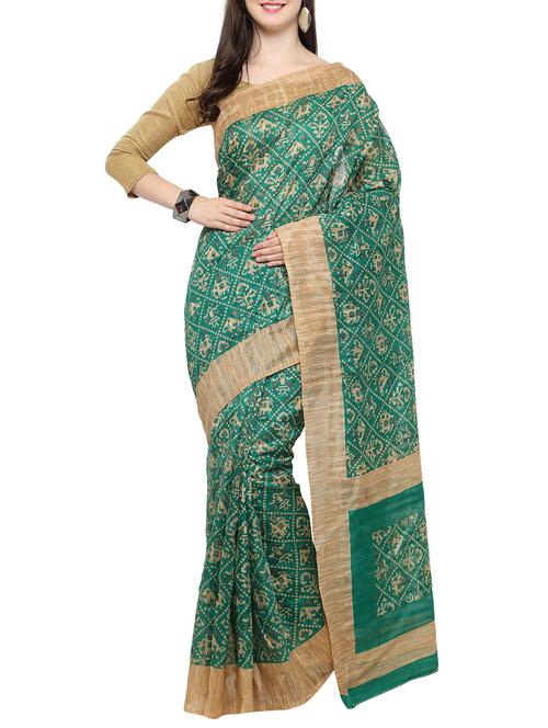 green art silk bhagalpuri saree with blouse - 14488428 - Very Small Image - 1