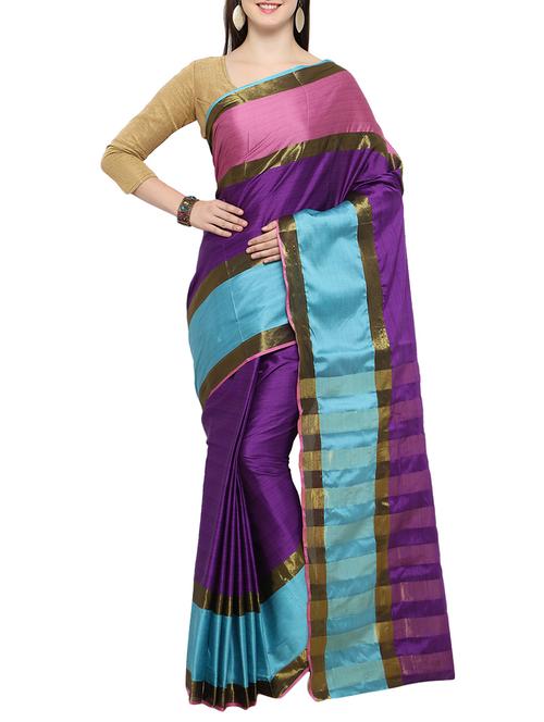 purple woven saree with blouse - 14488445 - Very Small Image - 1
