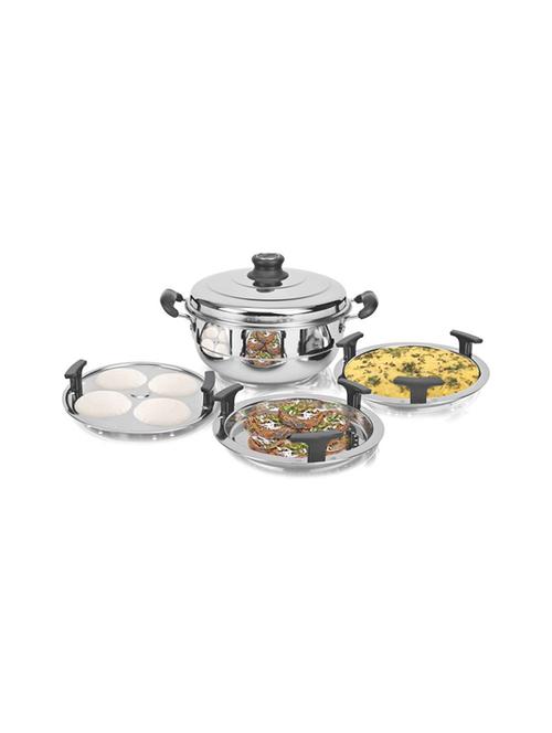 Induction Bottom Mini Multi Kadai with 5 Plates(2Idli+2Dhokla+1Patra) Stainless Steel Steamer (2.5 L) - 14488483 - Very Small Image - 1