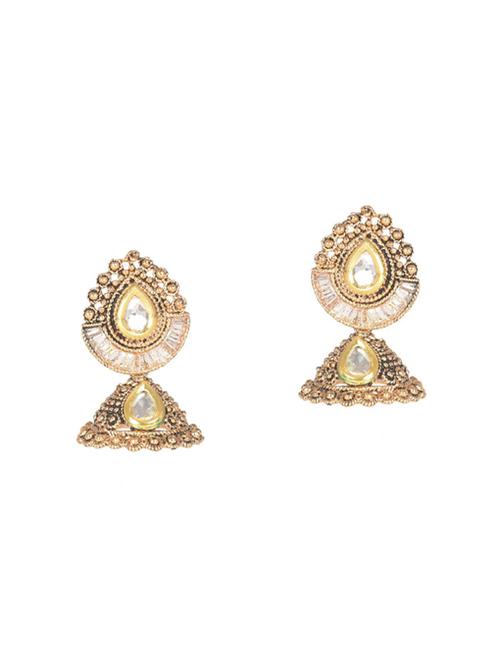 gold brass jhumka earring - 14489366 - Very Small Image - 1