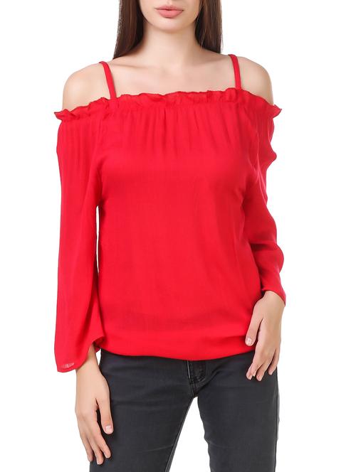 solid red rayon top - 14489528 - Very Small Image - 1