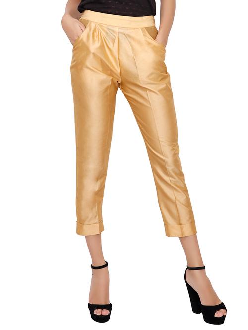 gold silk blend cigarette pant - 14489616 - Very Small Image - 1