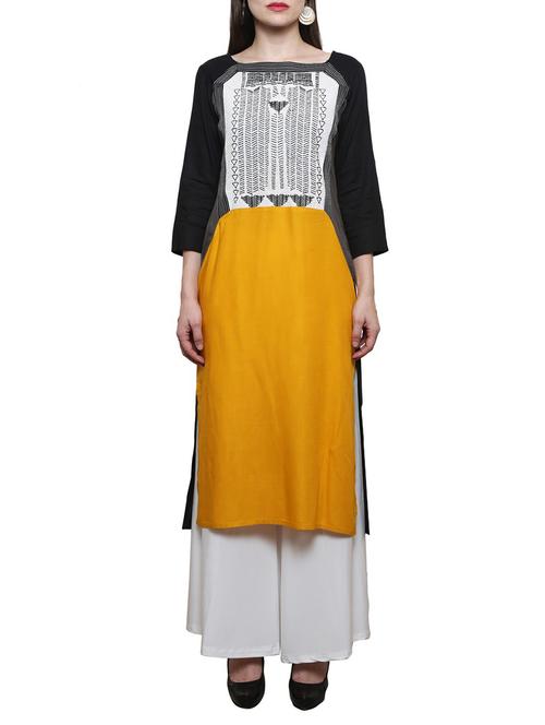 Multicolored rayon straight kurta - 14489625 - Very Small Image - 1