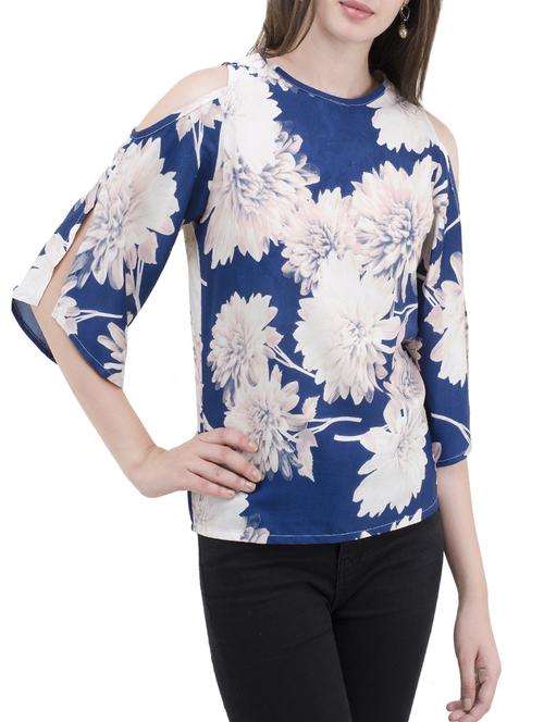 Blue cold shoulder top - 14489715 - Standard Image - 1