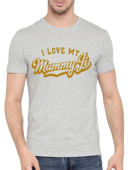 grey cotton chest print t-shirt - 14490351 - Very Small Image - 1