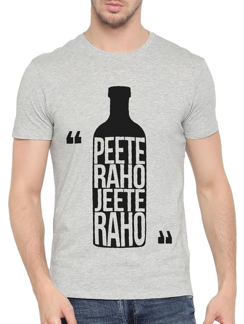 grey cotton front print tshirt - 14490366 - Very Small Image - 1