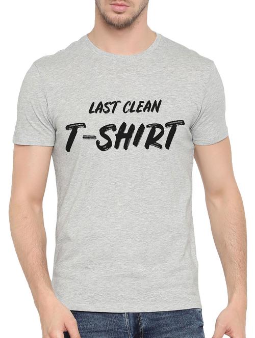grey cotton chest print t-shirt - 14490381 - Very Small Image - 1
