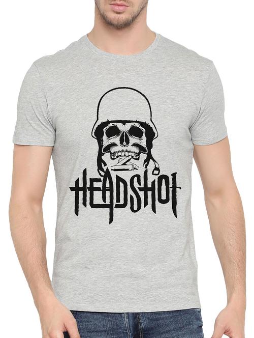 grey cotton chest print t-shirt - 14490416 - Very Small Image - 1
