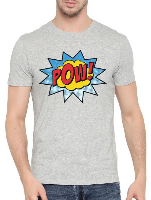 grey cotton chest print t-shirt - 14490430 - Very Small Image - 1