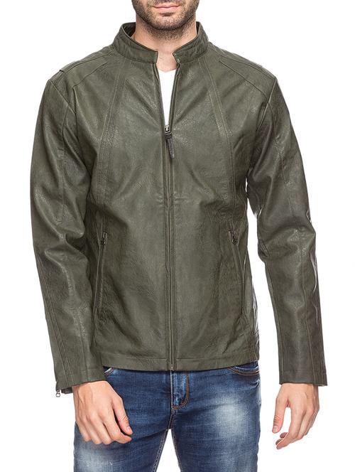 green leatherette biker jacket - 14490491 - Very Small Image - 1