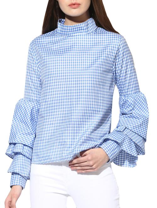 blue checkered cotton top - 14490709 - Very Small Image - 1
