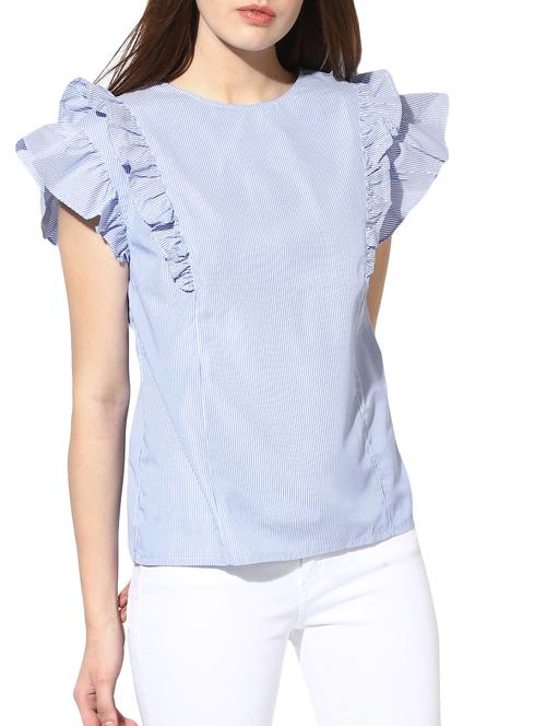 blue cotton ruffled top - 14490713 - Very Small Image - 1