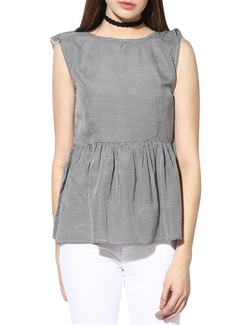 black cotton ruffled top - 14490718 - Very Small Image - 1