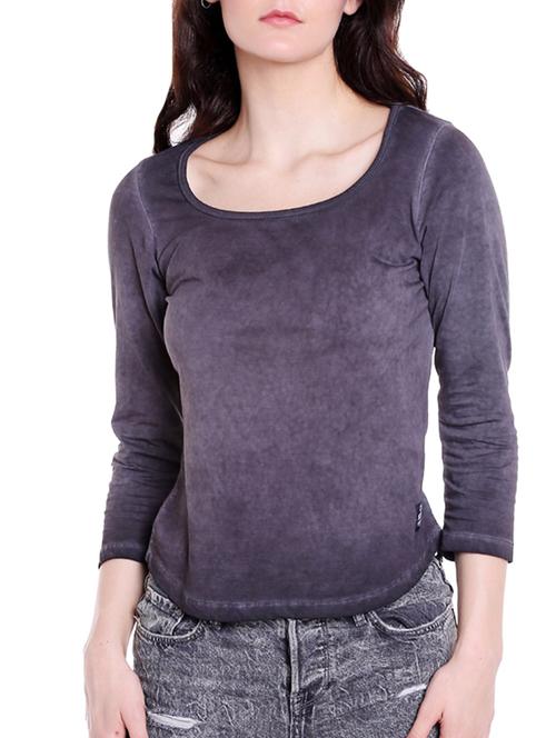 grey cotton casual tee - 14490817 - Very Small Image - 1