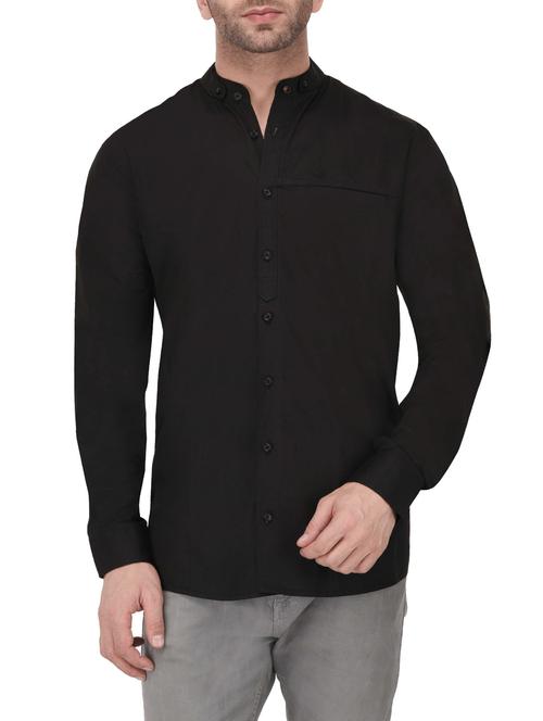 black cotton casual shirt - 14490871 - Standard Image - 1