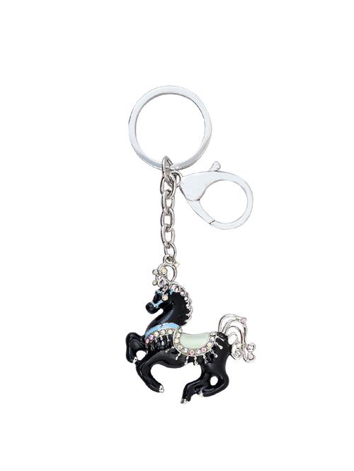 Super Drool Black Studded Galloping Horse Keychain - 14490936 - Very Small Image - 1