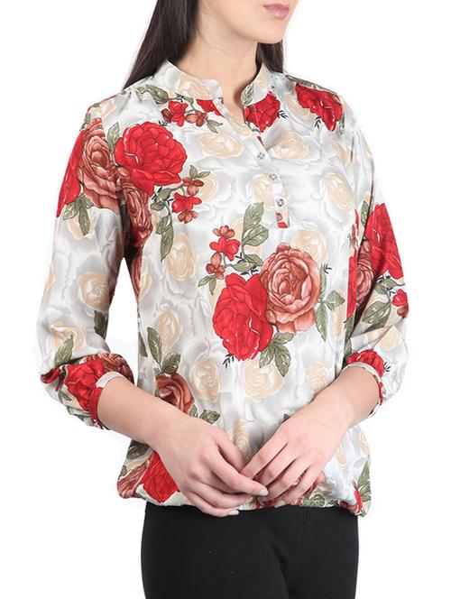 mandarin neckline blouson top - 14491009 - Standard Image - 1