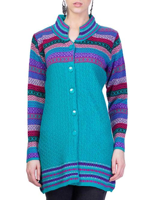 Multicolored knitted coatigan - 14491414 - Standard Image - 1