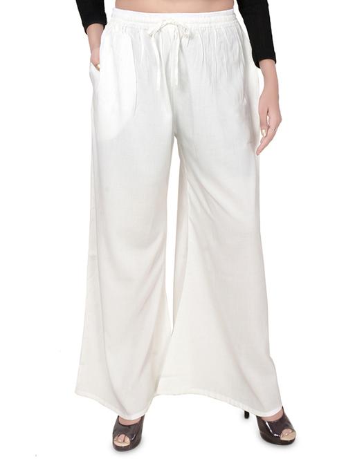 white rayon flared palazzo - 14491633 - Standard Image - 1