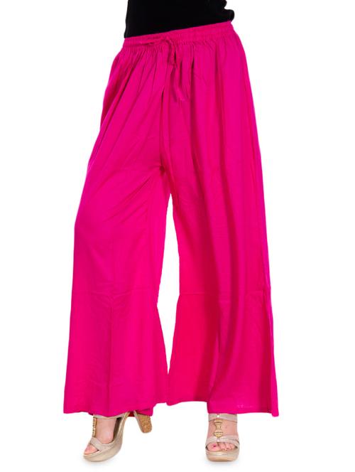 pink rayon flared palazzo - 14491634 - Standard Image - 1