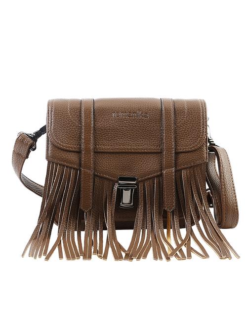 brown leatherette regular sling bag - 14491649 - Very Small Image - 1