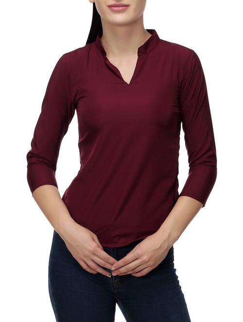 solid maroon top - 14491705 - Standard Image - 1