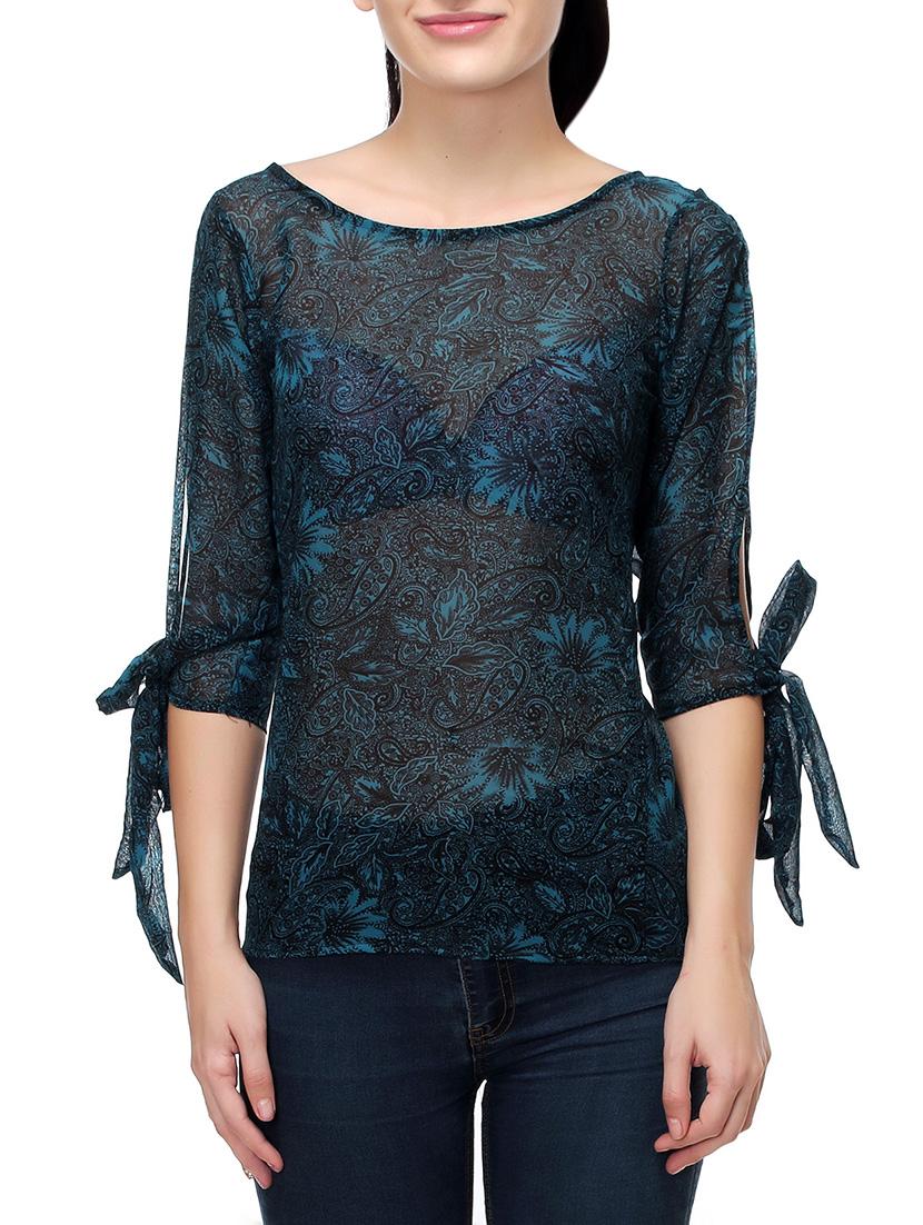 blue printed georgette top - 14491709 - Zoom Image - 1